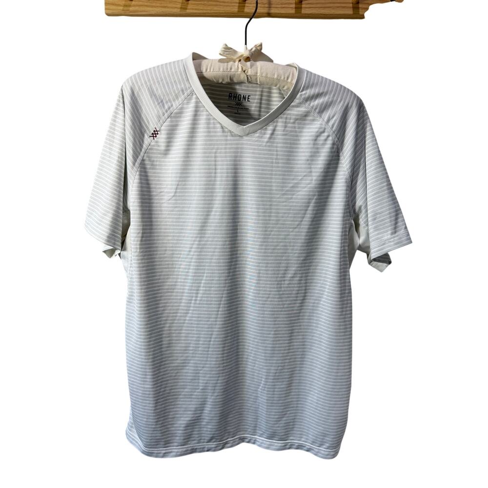 Rhone Mens V Neck Workout Athletic Performance Short Sleeve Tee Blue Size Large